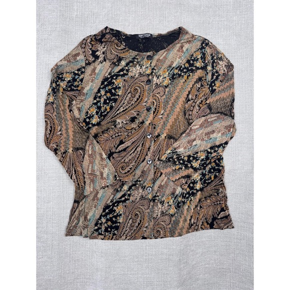 Softwear by Mark Singer Tops - Softwear By Mark Singer Shirt Womens L Multicolor Paisley Button Up Knit Top